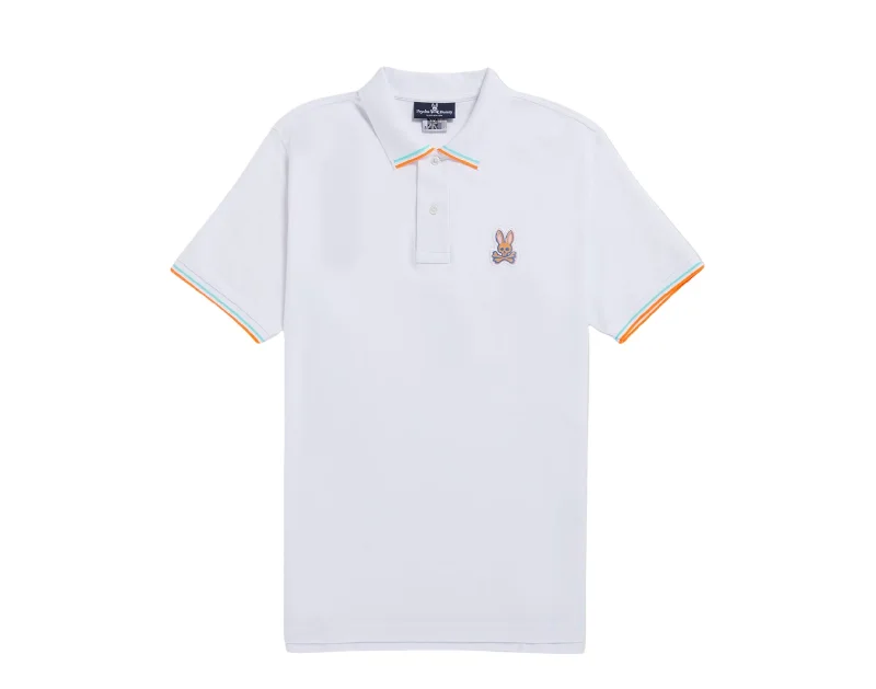 Men's distressed denim - look t - shirts with a rugged appealPsycho Bunny Noah Polo White Men's Shirt B6K126S1PC-WHT Men's distressed denim - look t - shirts with a rugged appealPsycho Bunny Noah Polo White Men's Shirt B6K126S1PC-WHT