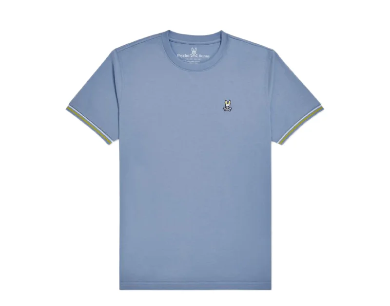Men's mock - neck t - shirts with a modern and sleek stylePsycho Bunny Norbury Tipped Crew Neck Lapis Blue Tee Shirt B6U109N1PC-LAP Men's mock - neck t - shirts with a modern and sleek stylePsycho Bunny Norbury Tipped Crew Neck Lapis Blue Tee Shirt B6U109N1PC-LAP
