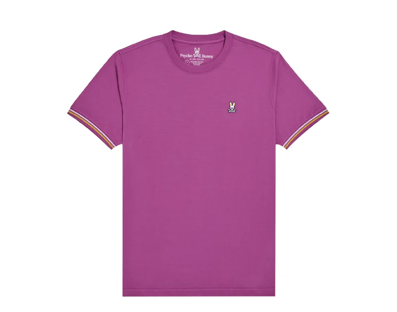 Men's long - sleeve henley t - shirts with button - down placketsPsycho Bunny Norbury Tipped Crew Neck Neon Violet Tee Shirt B6U109N1PC-NVI Men's long - sleeve henley t - shirts with button - down placketsPsycho Bunny Norbury Tipped Crew Neck Neon Violet Tee Shirt B6U109N1PC-NVI