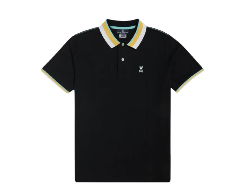 Men's UV - protection t - shirts for outdoor activities in the sunPsycho Bunny Oliver Neon Tipped Polo Black Big and Tall Shirt B9K102S1PC-BLK Men's UV - protection t - shirts for outdoor activities in the sunPsycho Bunny Oliver Neon Tipped Polo Black Big and Tall Shirt B9K102S1PC-BLK