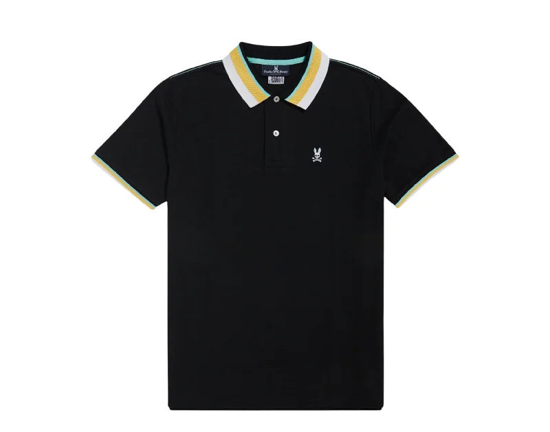 Men's mock - neck t - shirts with a modern and sleek stylePsycho Bunny Oliver Neon Tipped Polo Black/Orange Men's Shirt B6K102S1PC-BLK Men's mock - neck t - shirts with a modern and sleek stylePsycho Bunny Oliver Neon Tipped Polo Black/Orange Men's Shirt B6K102S1PC-BLK