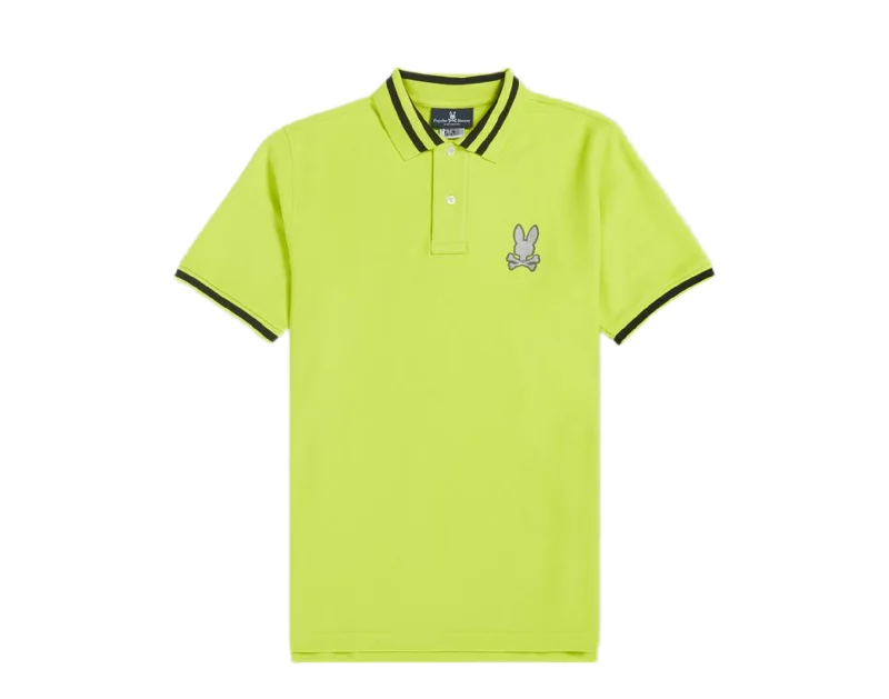 Men's distressed denim - look t - shirts with a rugged appealPsycho Bunny Rushup Polo Safety Yellow/Black Men's Shirt B6K194N1PC-SFY Men's distressed denim - look t - shirts with a rugged appealPsycho Bunny Rushup Polo Safety Yellow/Black Men's Shirt B6K194N1PC-SFY