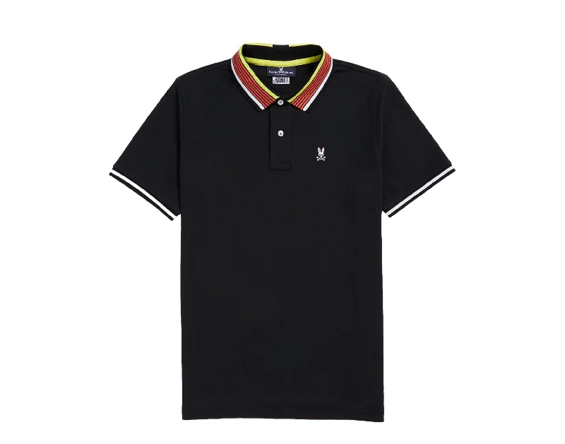 Men's thermal t - shirts with a high - neck design for cold weatherPsycho Bunny York Stripe Collar Polo Black Men's Shirt B6K844U1PC-PCR Men's thermal t - shirts with a high - neck design for cold weatherPsycho Bunny York Stripe Collar Polo Black Men's Shirt B6K844U1PC-PCR