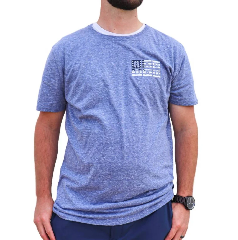 Men's ribbed t - shirts with a textured finish for added style"rad Dad" Short Sleeve Tee In Heather Blue Men's ribbed t - shirts with a textured finish for added style"rad Dad" Short Sleeve Tee In Heather Blue