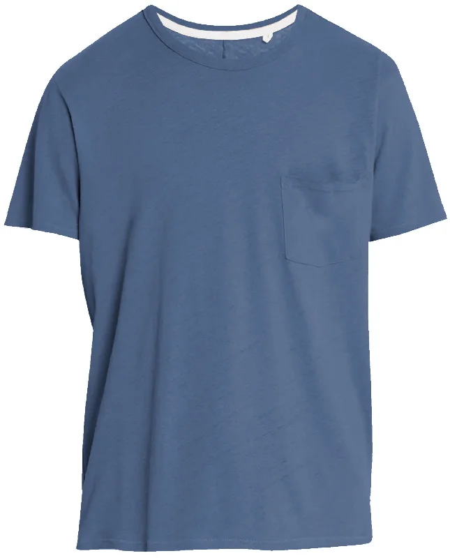 Men's short - sleeve linen t - shirts for summer beach outingsRag And Bone Miles Tee In Principal Jersey Indigo Men's short - sleeve linen t - shirts for summer beach outingsRag And Bone Miles Tee In Principal Jersey Indigo