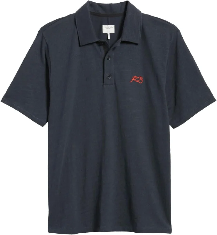 Men's eco - friendly recycled t - shirts for sustainable fashion choicesRag & Bone Love Rb Classic Flame Polo Shirt Salute Blue Men's eco - friendly recycled t - shirts for sustainable fashion choicesRag & Bone Love Rb Classic Flame Polo Shirt Salute Blue