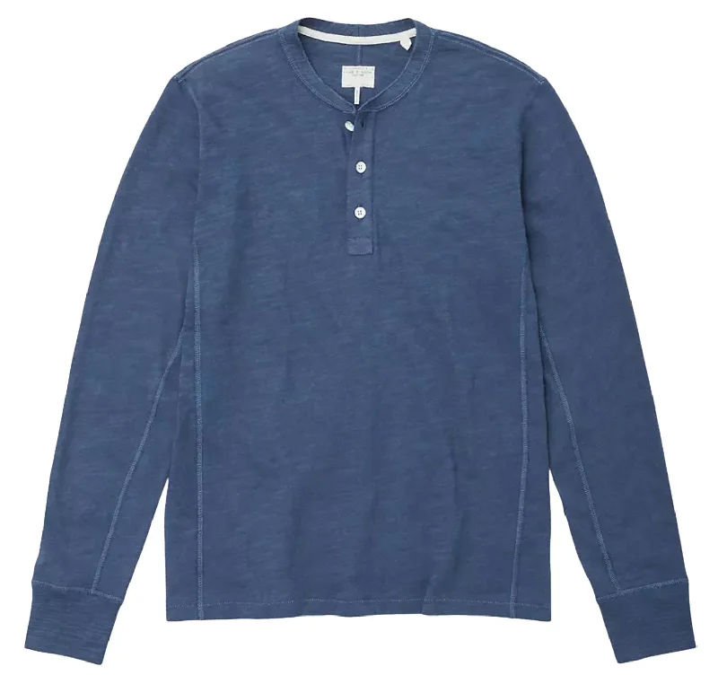 Men's long - sleeve henley t - shirts with button - down placketsRag & Bone Men 100% Cotton Long Sleeves Classic Henley Wrnindigo Men's long - sleeve henley t - shirts with button - down placketsRag & Bone Men 100% Cotton Long Sleeves Classic Henley Wrnindigo