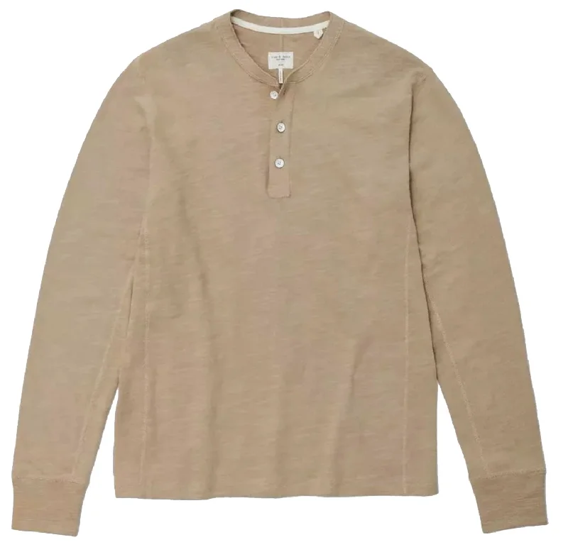 Men's slim - fit graphic t - shirts with vintage rock band printsRag & Bone Men's Classic Cotton Long Sleeve Henley, Taupe Men's slim - fit graphic t - shirts with vintage rock band printsRag & Bone Men's Classic Cotton Long Sleeve Henley, Taupe
