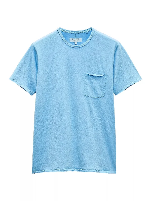 Men's eco - friendly recycled t - shirts for sustainable fashion choicesRag & Bone Men's Miles Tee in Principal Jersey, Blue Skies Men's eco - friendly recycled t - shirts for sustainable fashion choicesRag & Bone Men's Miles Tee in Principal Jersey, Blue Skies