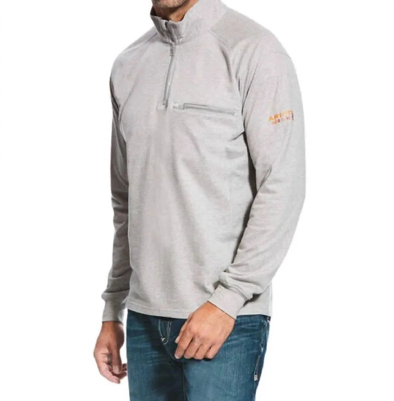 Men's ribbed t - shirts with a textured finish for added styleRev 1/4 Zip Top - Plus In Silver Fox Heather Men's ribbed t - shirts with a textured finish for added styleRev 1/4 Zip Top - Plus In Silver Fox Heather