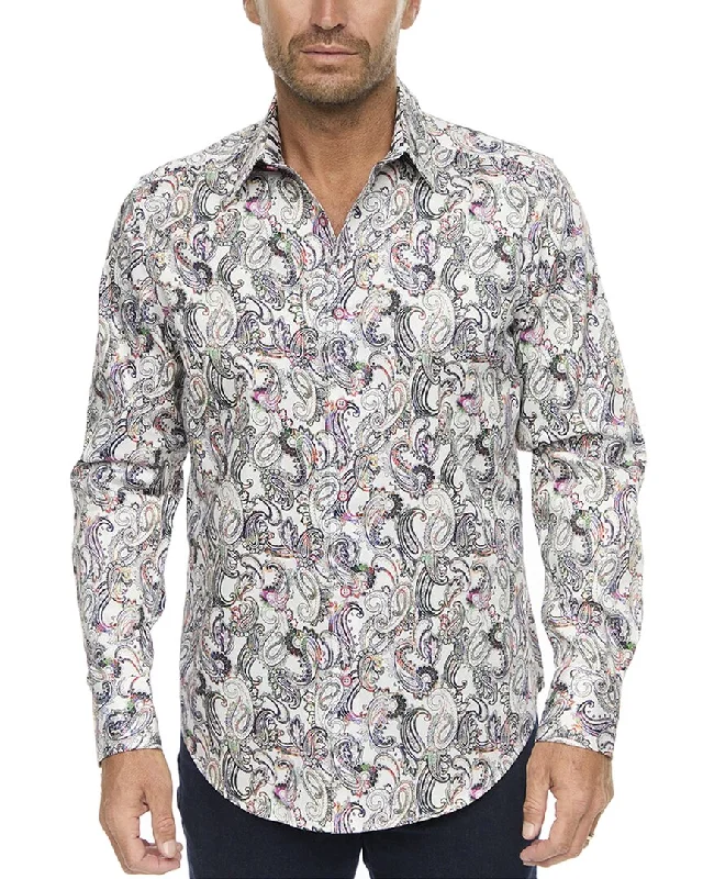 Men's polo t - shirts with a contrast collar for a preppy lookRobert Graham Shefman Woven Shirt Men's polo t - shirts with a contrast collar for a preppy lookRobert Graham Shefman Woven Shirt