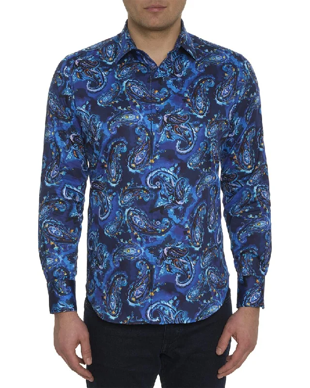 Men's mock - neck t - shirts with a modern and sleek styleRobert Graham Tangier Woven Shirt Men's mock - neck t - shirts with a modern and sleek styleRobert Graham Tangier Woven Shirt