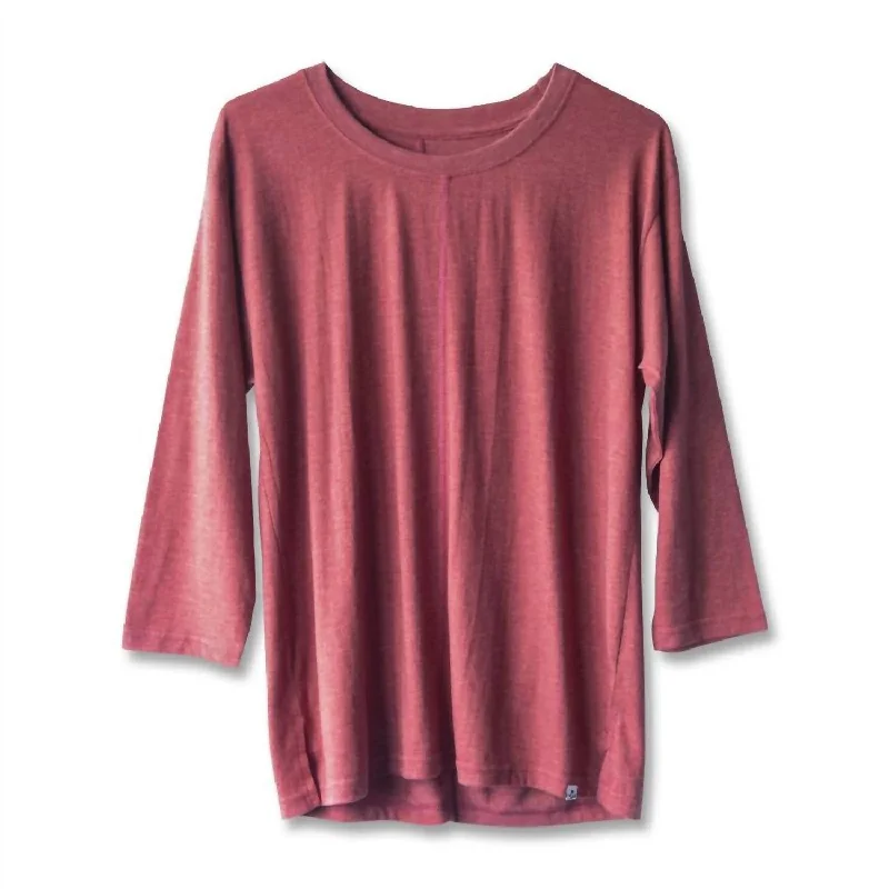 Men's lightweight performance t - shirts for running marathonsSalma Long Sleeve Tshirt In Red Rust Men's lightweight performance t - shirts for running marathonsSalma Long Sleeve Tshirt In Red Rust