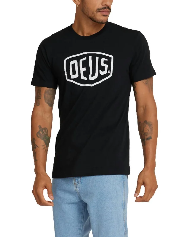 Men's mock - neck t - shirts with a modern and sleek styleShield Tee In Black