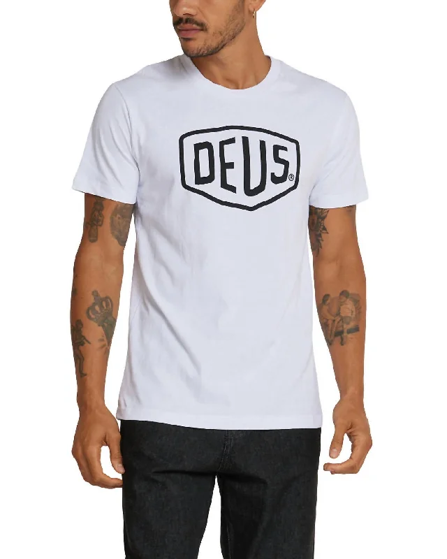 Men's thermal t - shirts with a high - neck design for cold weatherShield Tee In White Men's thermal t - shirts with a high - neck design for cold weatherShield Tee In White