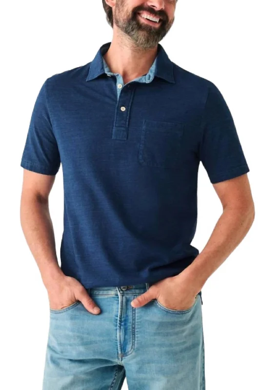 Men's plus - size pocket t - shirts with a classic lookShort Sleeve Polo In Dark Indigo Wash Men's plus - size pocket t - shirts with a classic lookShort Sleeve Polo In Dark Indigo Wash