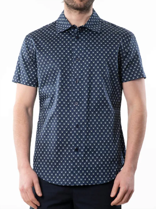 Men's thermal t - shirts with a high - neck design for cold weatherSkull Logo Shirt In Navy Combo Men's thermal t - shirts with a high - neck design for cold weatherSkull Logo Shirt In Navy Combo
