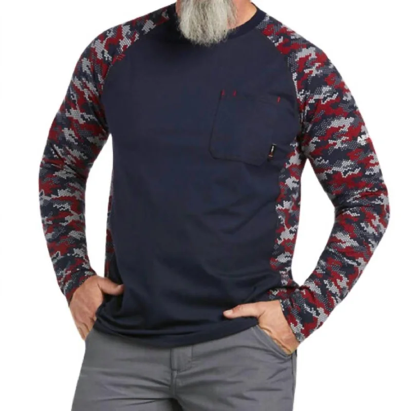 Men's v - neck muscle t - shirts for a body - building aestheticStretch Camo Baseball T-Shirt - Plus In Navy,white,red Camo Men's v - neck muscle t - shirts for a body - building aestheticStretch Camo Baseball T-Shirt - Plus In Navy,white,red Camo