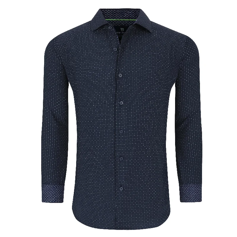 Men's smart - casual checkered t - shirts for semi - formal occasionsTom Baine Slim Fit Performance Long Sleeve Geometric Button Down Men's smart - casual checkered t - shirts for semi - formal occasionsTom Baine Slim Fit Performance Long Sleeve Geometric Button Down