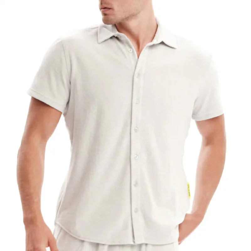 Men's plus - size pocket t - shirts with a classic lookTowelling Button Down Shirt In Light Grey Men's plus - size pocket t - shirts with a classic lookTowelling Button Down Shirt In Light Grey
