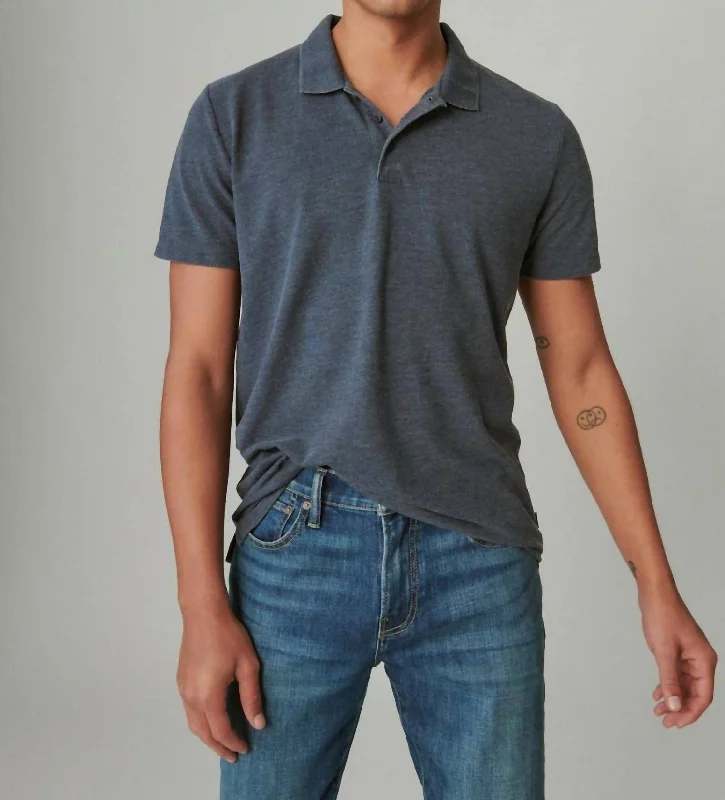 Men's short - sleeve linen t - shirts for summer beach outingsVenice Burnout Pique Short Sleeve Polo In Navy Men's short - sleeve linen t - shirts for summer beach outingsVenice Burnout Pique Short Sleeve Polo In Navy