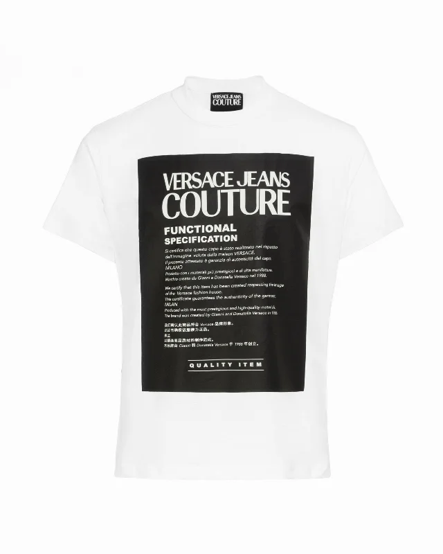 Men's short - sleeve linen t - shirts for summer beach outingsVersace Jeans Couture Men's White Black Label Short Sleeve T-Shirt Men's short - sleeve linen t - shirts for summer beach outingsVersace Jeans Couture Men's White Black Label Short Sleeve T-Shirt