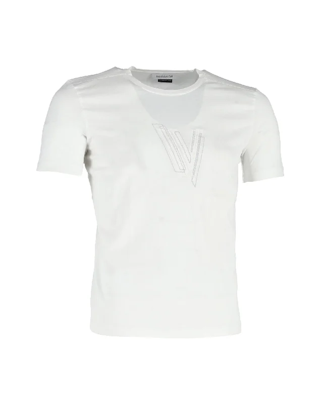 Men's lightweight performance t - shirts for running marathonsVersace Logo Crewneck T-Shirt in White Cotton